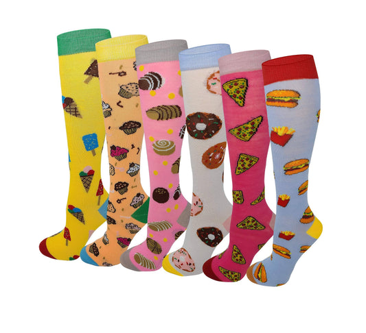 6 Pairs Kids Big Girls Youth Baby Childrens Novelty Design Knee High Socks