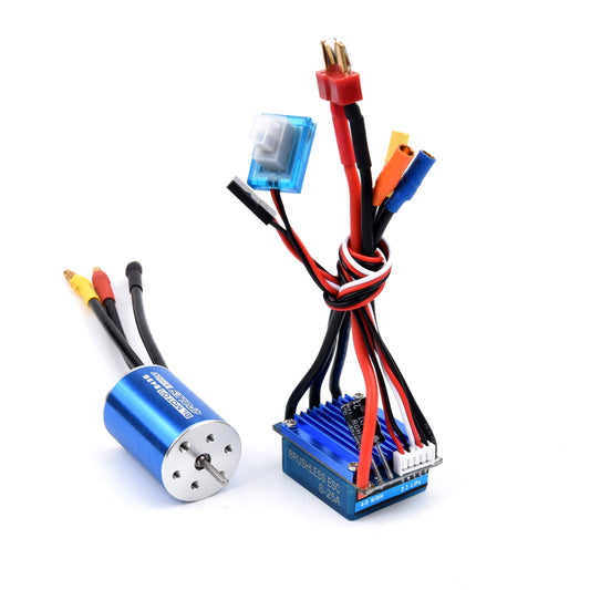 2435 3300kv Brushless Motor with 25A Brushless ESC Speed Controller for 1/16 1/18 RC Car Truck