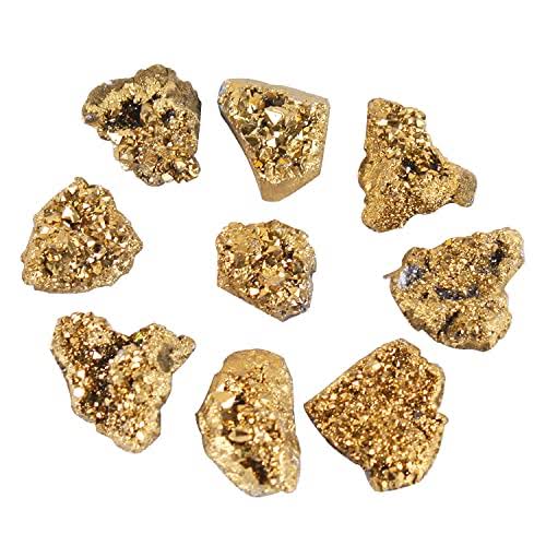 Wowagoga 8 Pcs 15-25mm Natural Pyrite Stone Raw Pyrite Crystal for Cabbing Tumbling Reiki Healing (Gold)