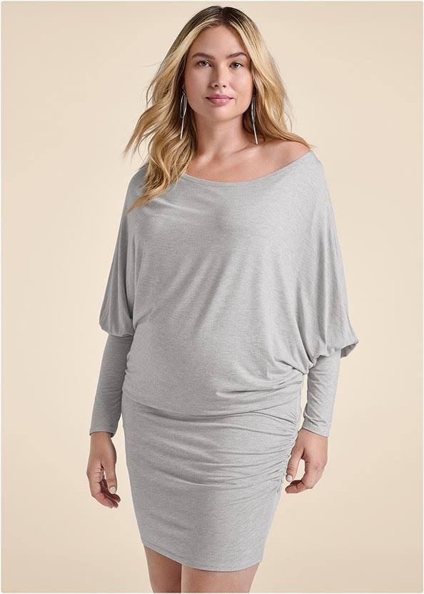 Womens Off-Shoulder Dress - Heather Grey, Size L by Venus