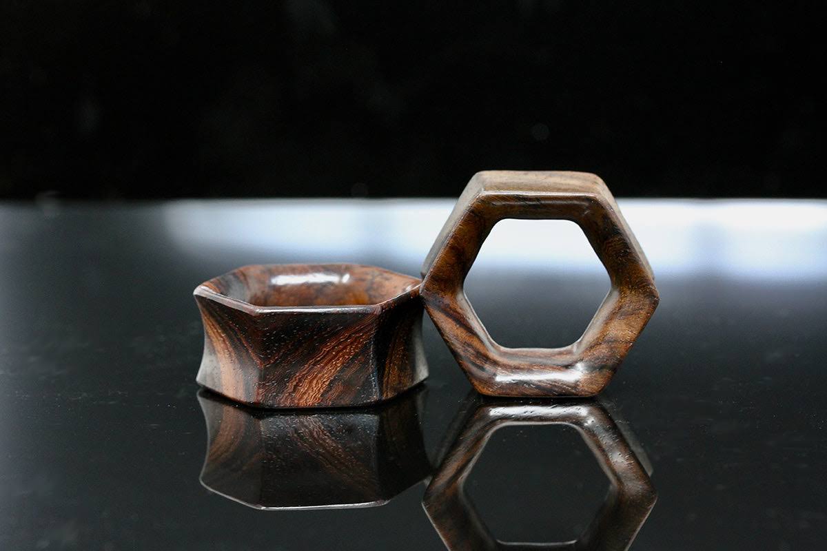 Wood Hexagon Tunnels Carved Hexagon Plugs