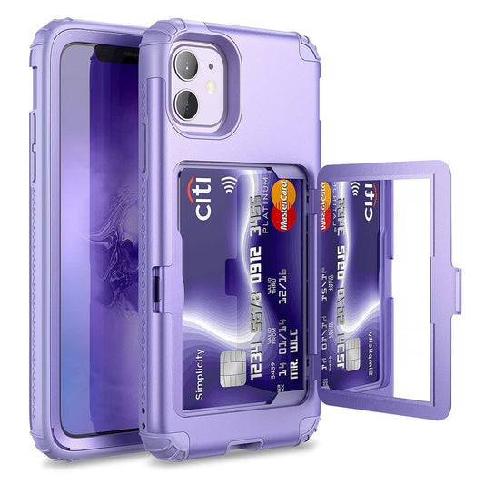 WeLoveCase iPhone 11 Wallet Case for Women Defender Credit Card Holder Cover with Hidden Mirror Three Layer Shockproof Heavy Duty Protection