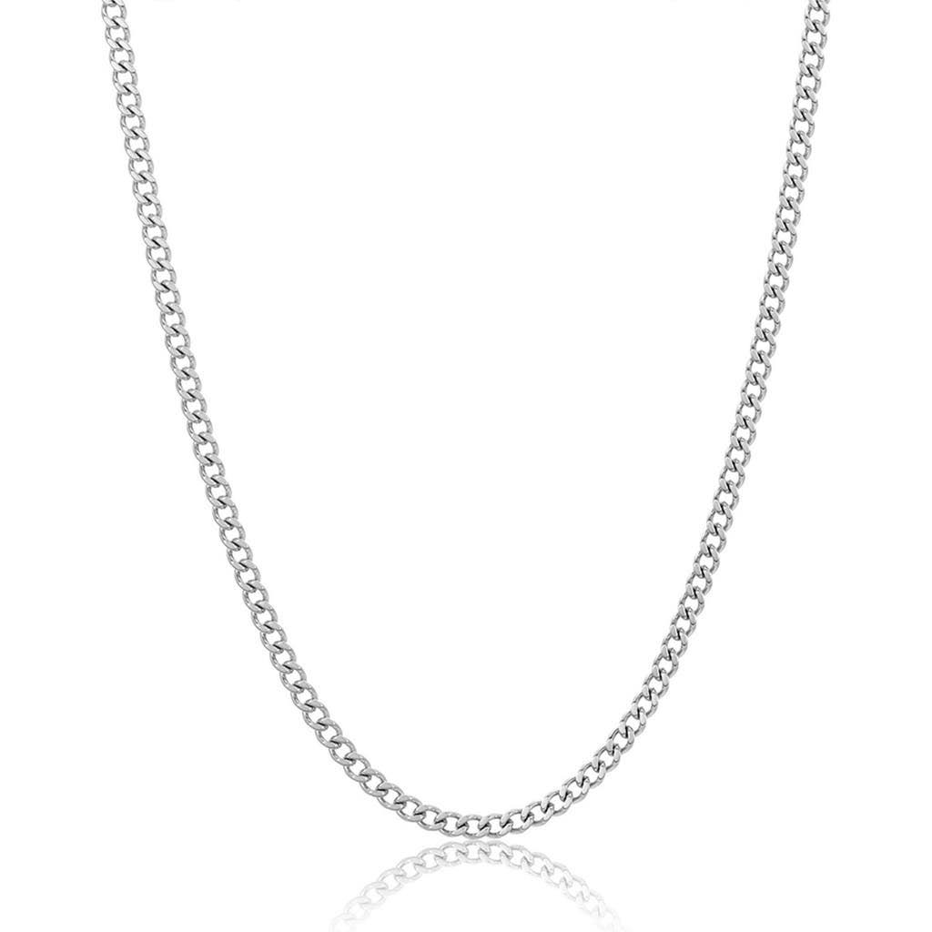 Adornia Rhodium Plated Cuban Chain Necklace