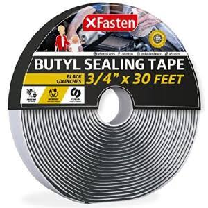 XFasten Black Butyl Seal Tape, 3/4 inch x 45 Feet, 1/8 inch Thick, Leak Proof Putty Tape for RV Repair, Window, Boat Sealing, Glass and EDPM Rubber