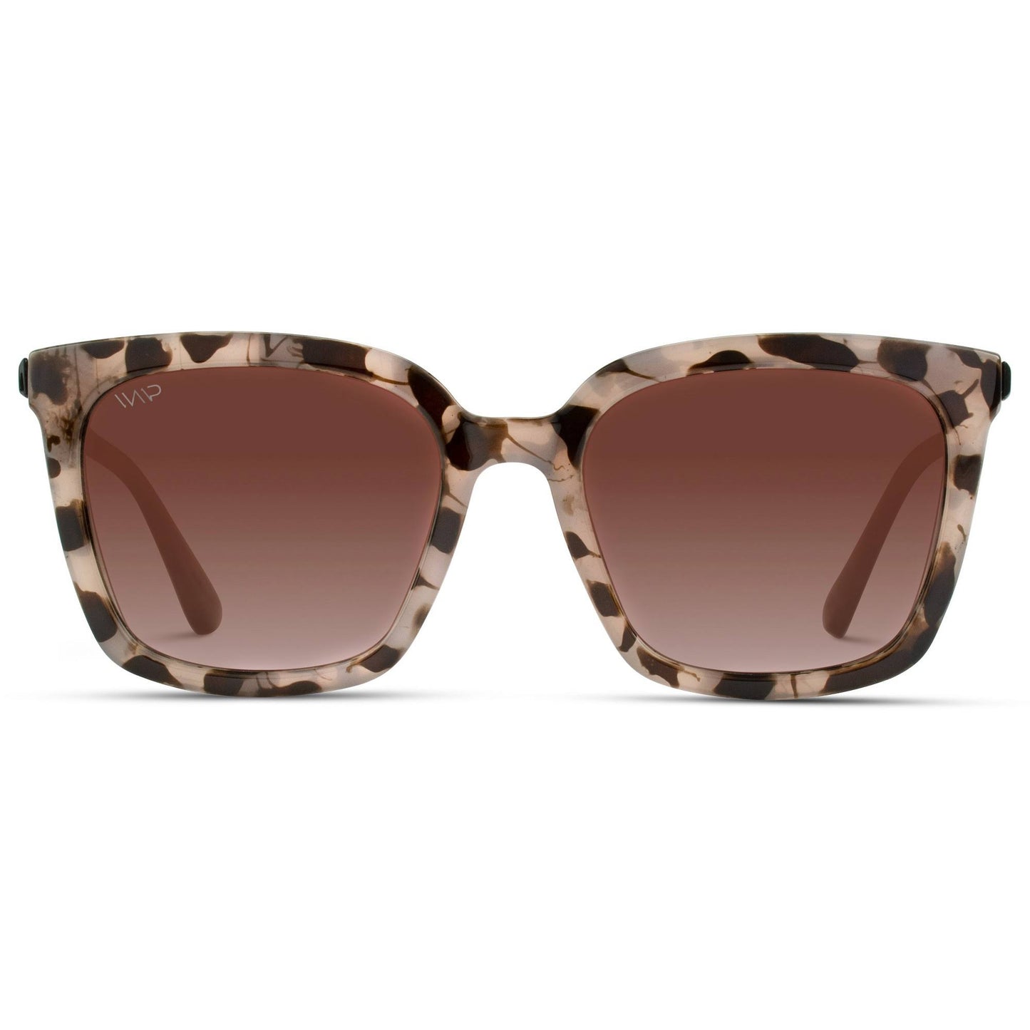 WMP Eyewear Square Oversized Women Polarized Sunglasses - Blush Pink Tortoise Frame/Gradient Brown Lens