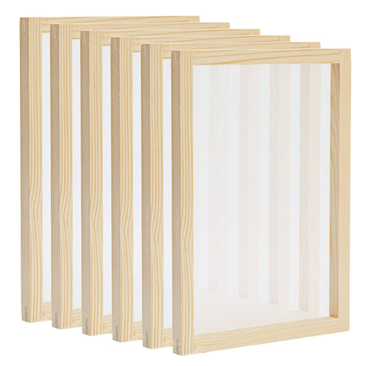 6 Pack Wood Silk Screen Printing Frame Kit for Beginners and Kids, 110 White Mesh (6x8 in)