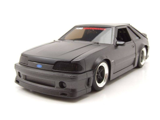 1989 Ford Mustang GT 5.0 Matt Black Metallic with Matt Black Hood Bigtime Muscl - Jada Toys