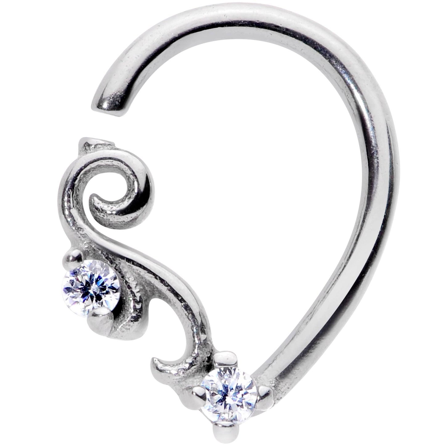 16 Gauge 5/16 Clear CZ Gem Half Heart Right Ear Closure Ring