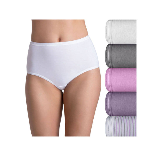 Womens Fruit of The Loom Signature 5-Pack Ultra Soft Briefs 5DUSKBR, Size: 10, Med Pink