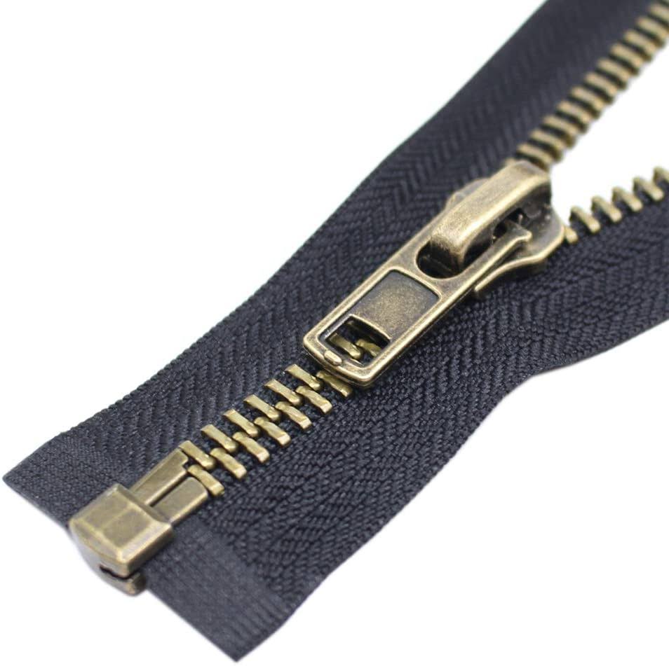 YaHoGa #8 30 inch Two Way Separating Jacket Zipper Large Antique Brass Metal Zippers for Jackets Coats Sewing Crafts (30 tw Anti-Brass)