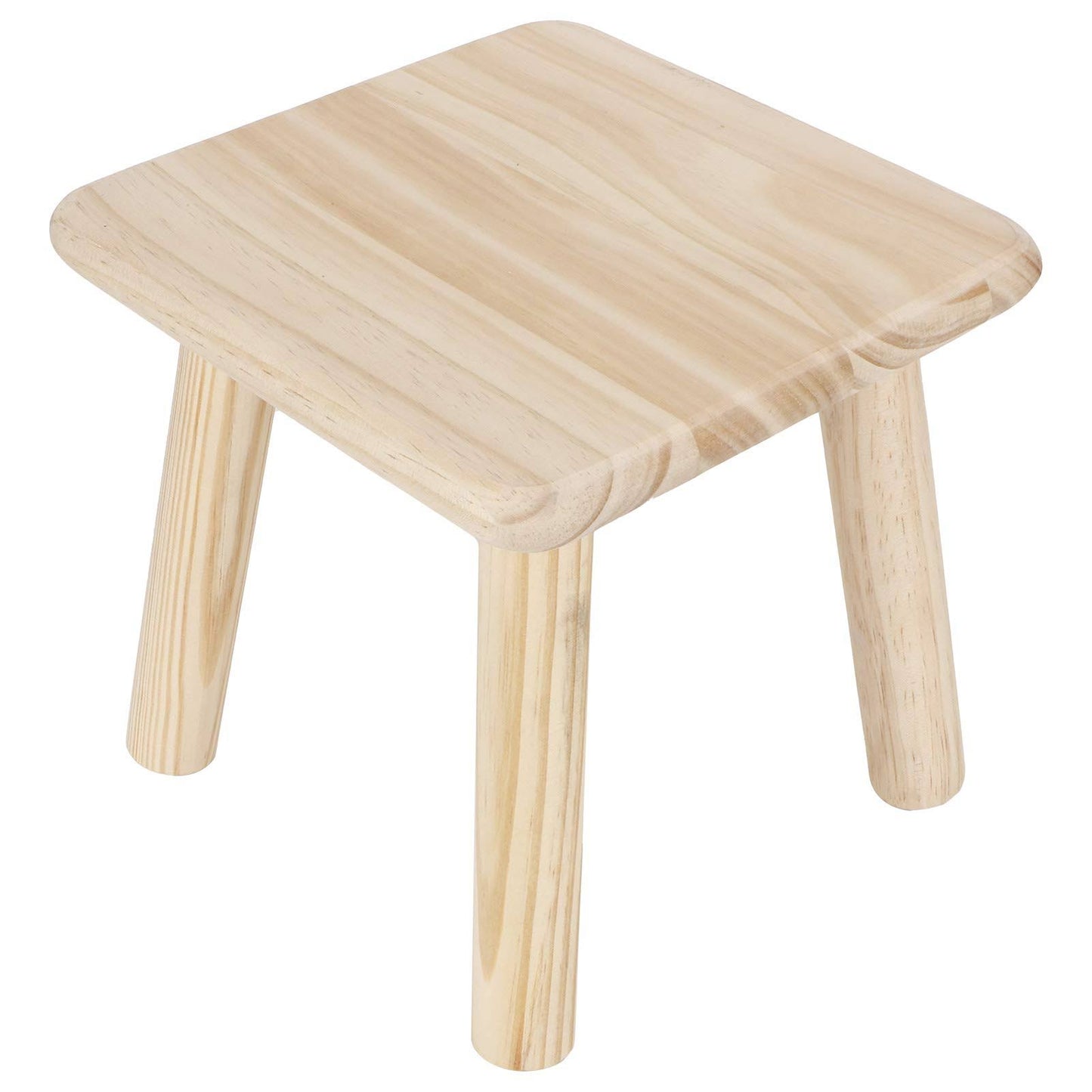 Wooden Mini Stool Modern Short Cute Small Stable Four Feet Natural Pine Wood Solid Chair Seat