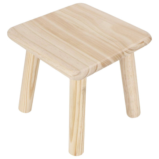 Wooden Mini Stool Modern Short Cute Small Stable Four Feet Natural Pine Wood Solid Chair Seat