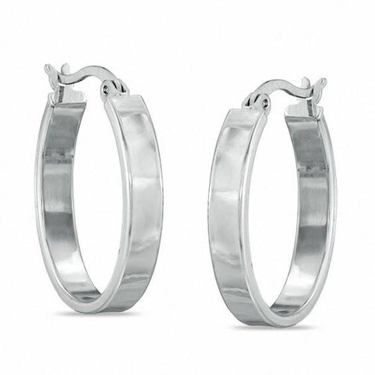 Zales 1.5 x 20.5mm Sterling Silver Flat Oval Hoop Earrings