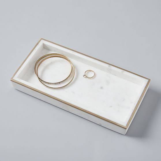 West Elm Brass Inlay Marble Tray