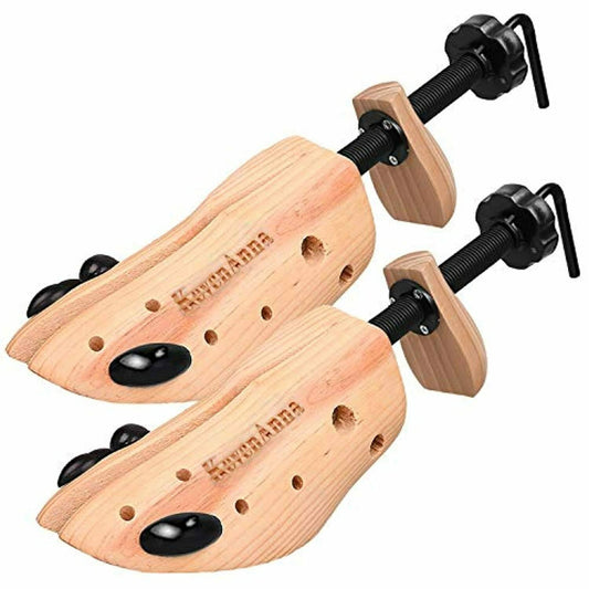 ?Upgrade Version?KevenAnna Shoe Stretcher with Carrying Bag Pair of Premium Professional 2-Way Wooden Shoe Trees Stretch Width and Length for Men or