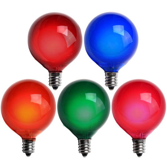 Wintergreen Lighting G50 Satin Multicolor, 7 Watt Light Bulbs