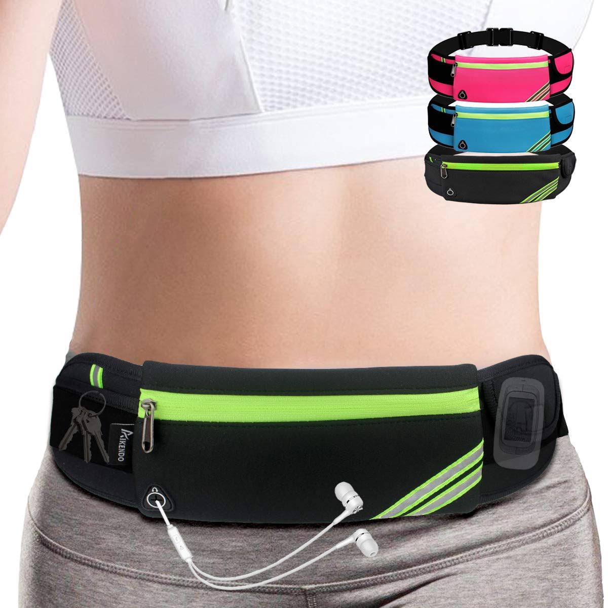 Aikendo Running Belt Waist Pack Bag, Workout Gear, Gym Fitness Fanny Pack for Phone, Cell Phone Holder for Running, Jogging Pocket Belt for Women & Men