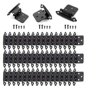 50 Pcs Matte Black Overlay Cabinet Door Hinges, 1/2 Overlay Self Closing Hinges Hardware for Kitchen,Cabinets,Cupboard,Furniture Doors,25 Pairs