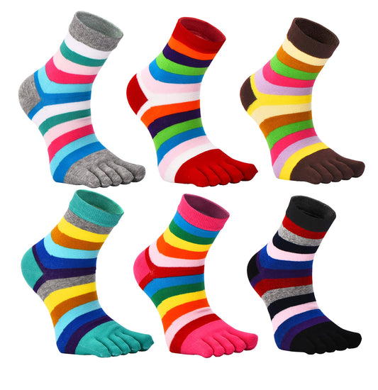 Women Toe Socks 5 Finger Cotton Wicking Athletic 6 Pack 3 Pack