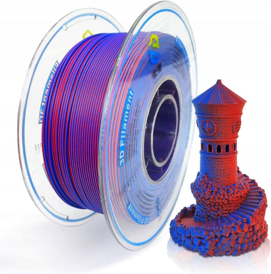 YOUSU Tricolor PLA Filament, 3D Filament 1kg, Triple Color Filament 175mm (A 003 mm) Compatible with Most of 3D Printer, Silk Bl