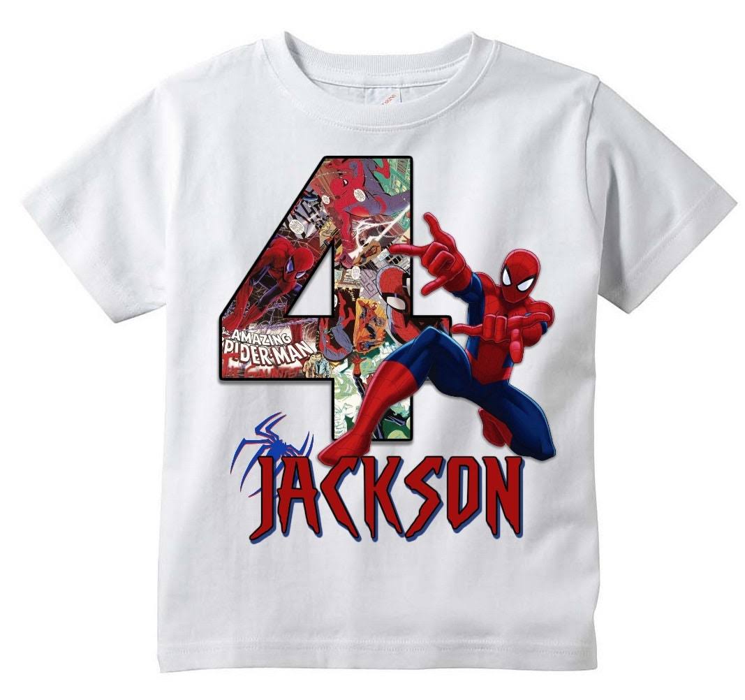 Adult Toddler Spiderman T-shirt PERSONALIZE Add Name/Age