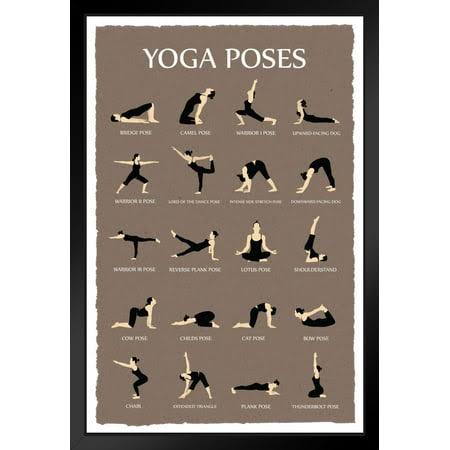 Yoga Poses Reference Chart Studio Gray Print