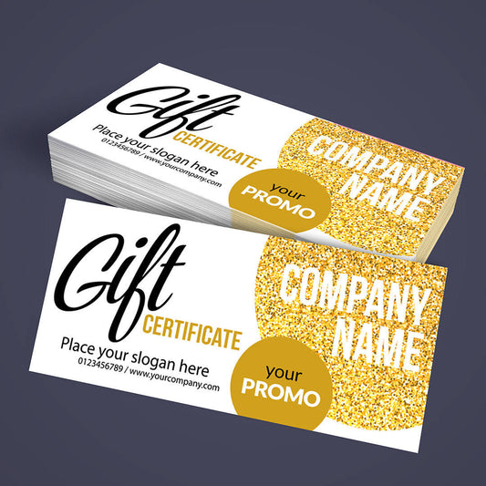 100 Personalized Gift Certificate Printing - 3 x 7