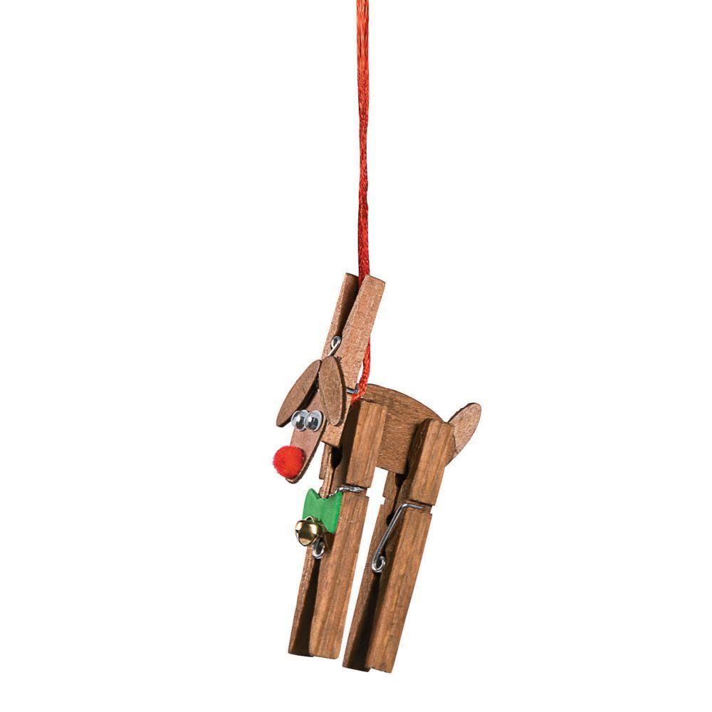 12 PC 4 Reindeer Clothespin Christmas Ornament Craft Kit