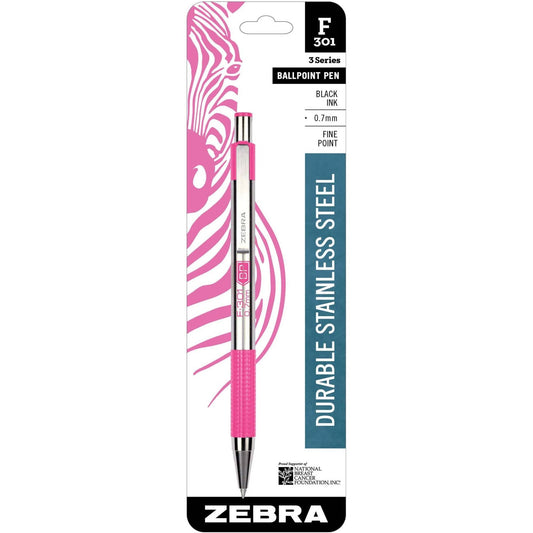 Zebra F-301 Ballpoint Retractable Pen, Black Ink, Fine Point - 9 Pens