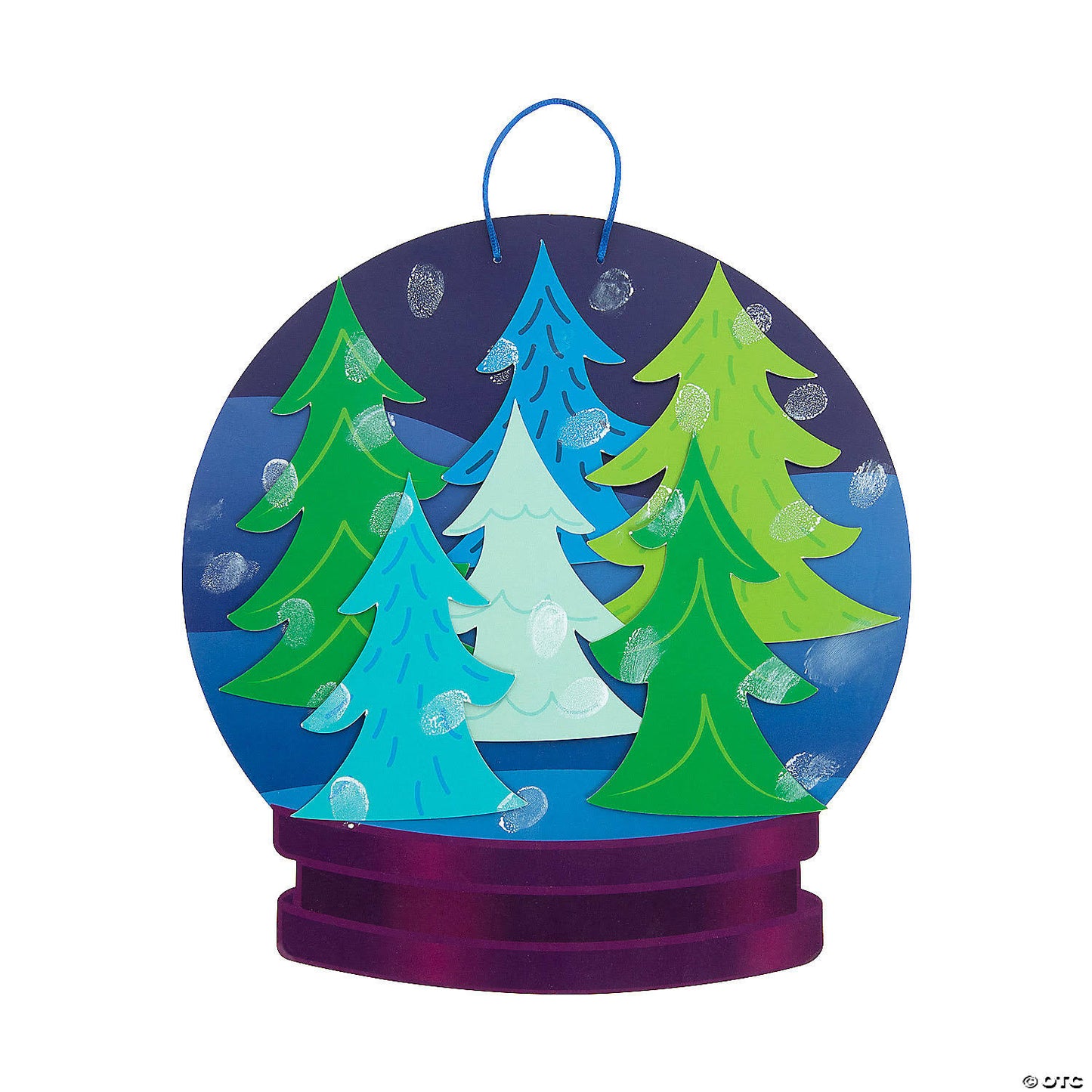 6 PC Thumbprint Winter Snow Globe Craft Kit 9x10