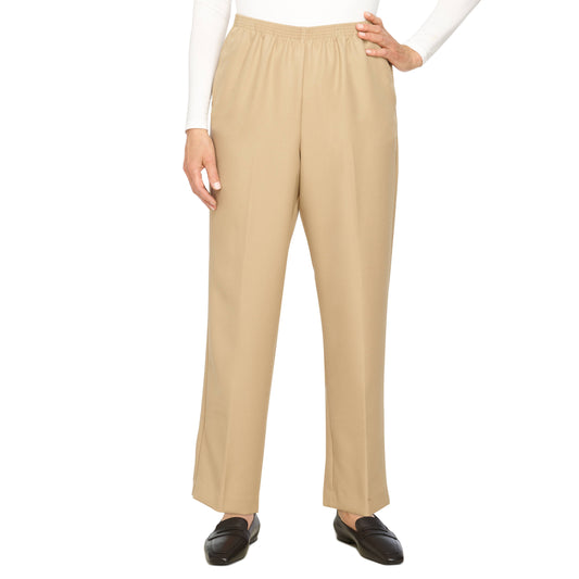 Alfred Dunner Womens Petite Classic Pants, Heather Taupe Tan 16p