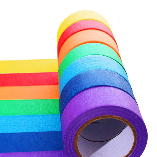 7 Pieces Colored Masking Rainbow Labelling Tape for Arts DIY, Home Decoration, Office Supplies