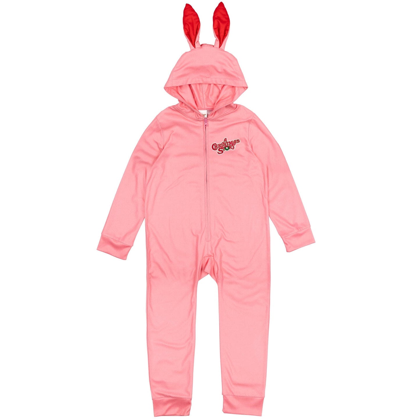 A Christmas Story Ralphie Bunny Suit Big Boys Hooded Pajama Coverall Pink 14-16