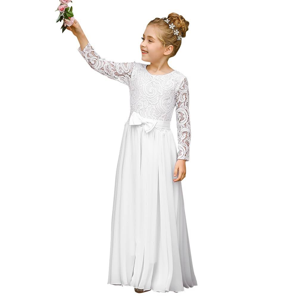 ABAO SISTER Fancy First Communion Flower Girl Dress Boho Chiffon A-line