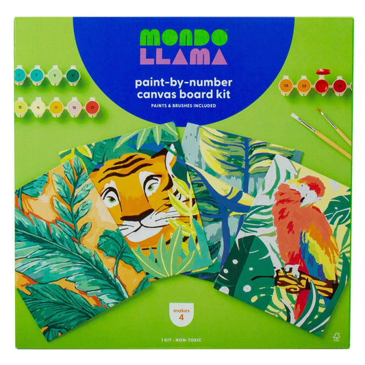 4pk Paint-by-Number Canvas Board Kit Jungle - Mondo Llama