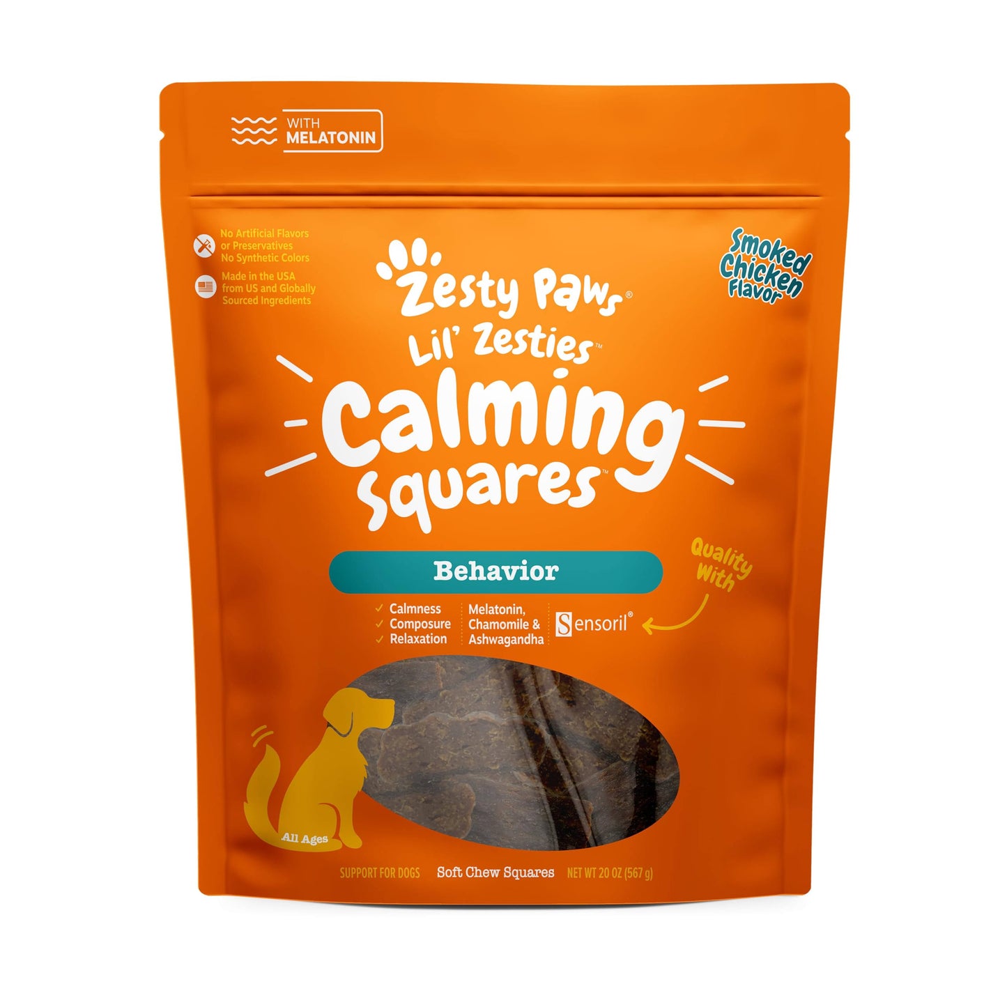 Zesty Paws Lil Zesties Calming Squares Dog Soft Chews - Smoked Chicken - 20 Ounces