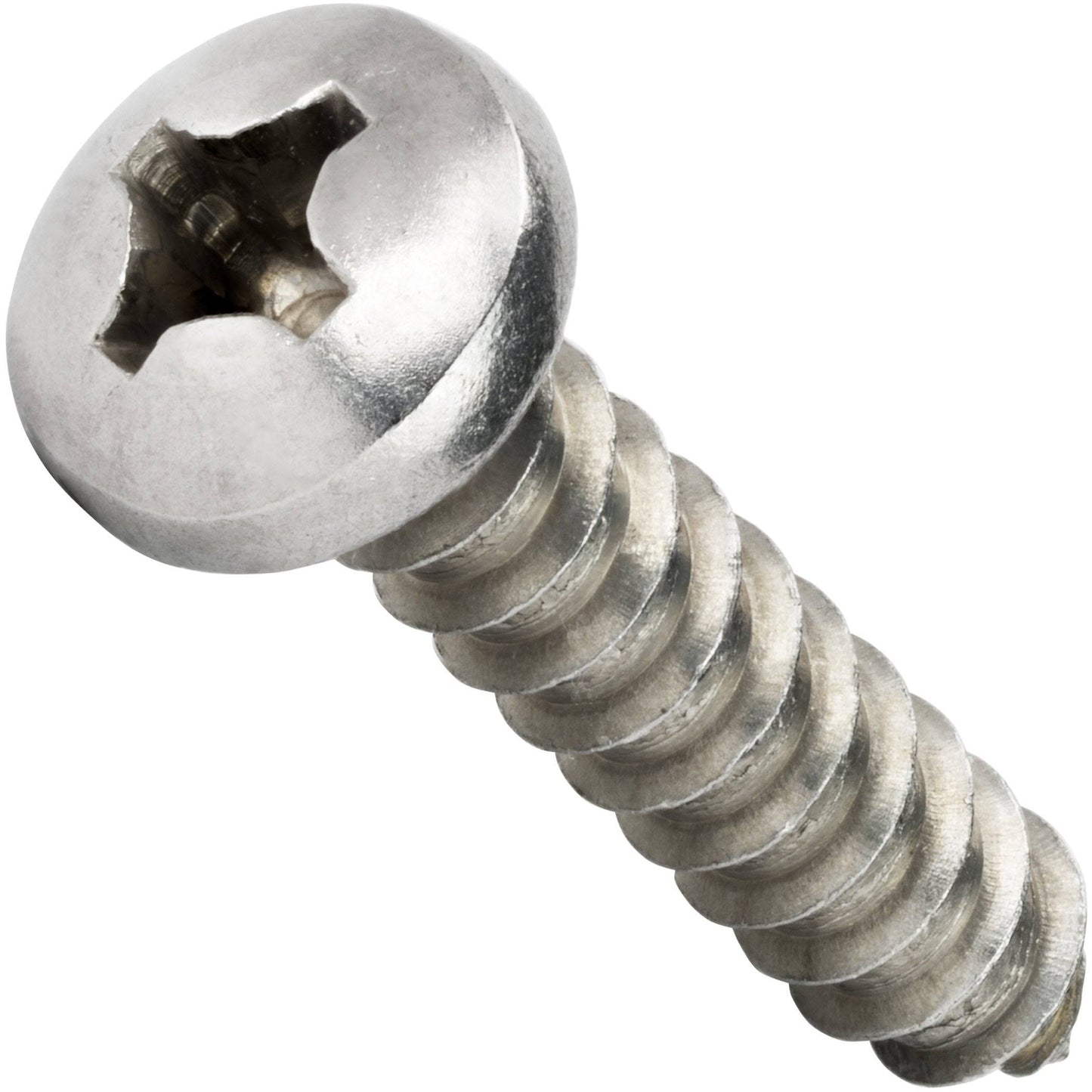 #14 x 5 Pan Head Sheet Metal Screws, Full Thread, Phillips Drive, Stainless Steel 18-8, Bright Finish, Self-Tapping, Quantity 10 Pieces