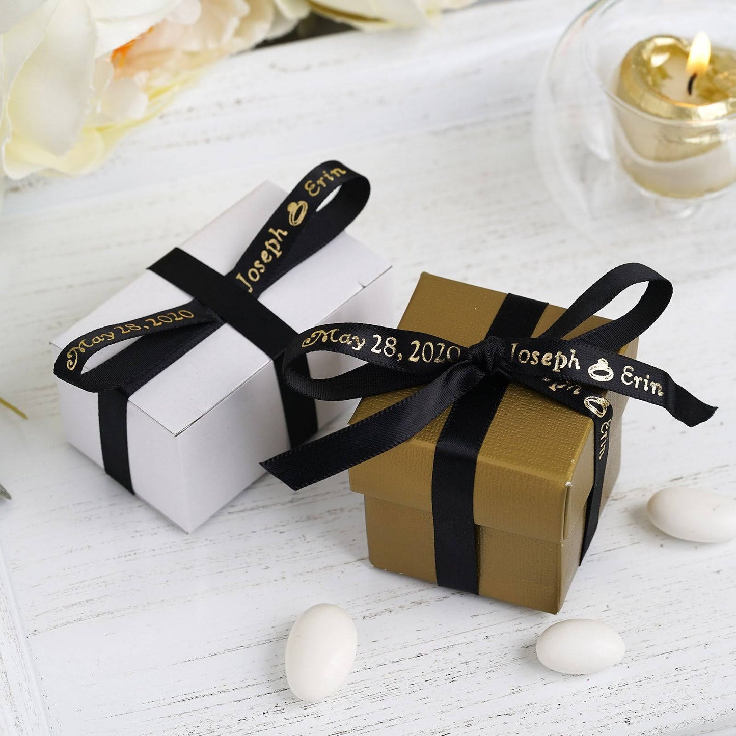 100 Pack Personalized Custom Ribbon For Wedding Favors 3/8 by eFavormart