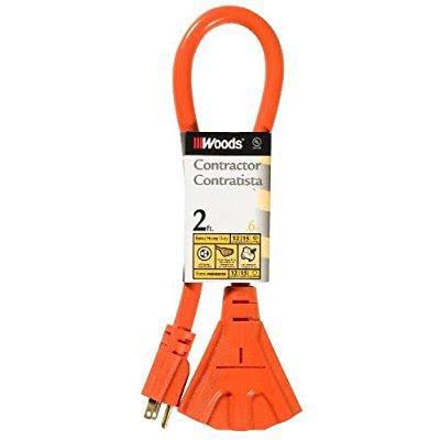 Woods 3-Outlet Power Cord - Orange - 2 ft 990824