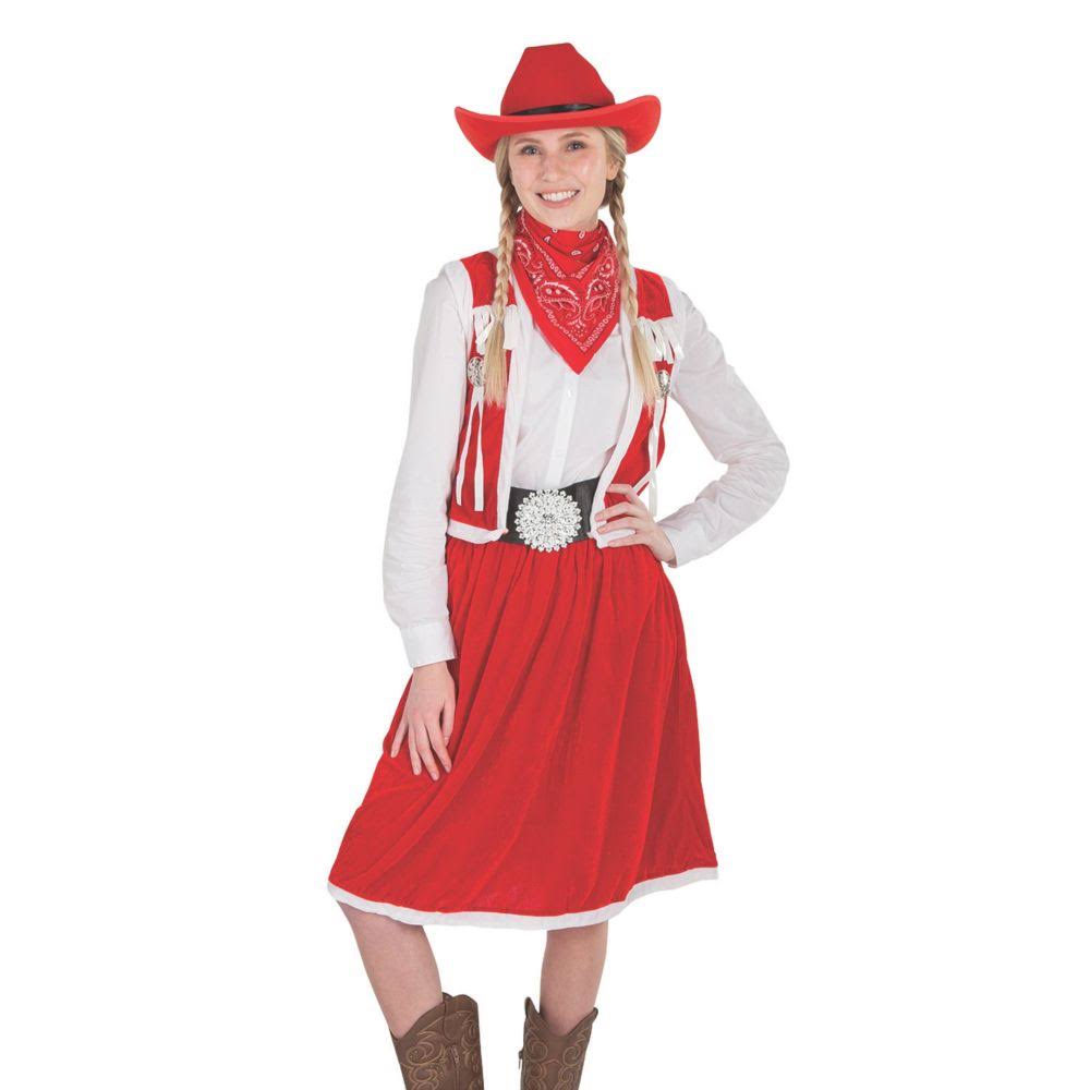 4 PC Womens Western Mrs. Claus Costume