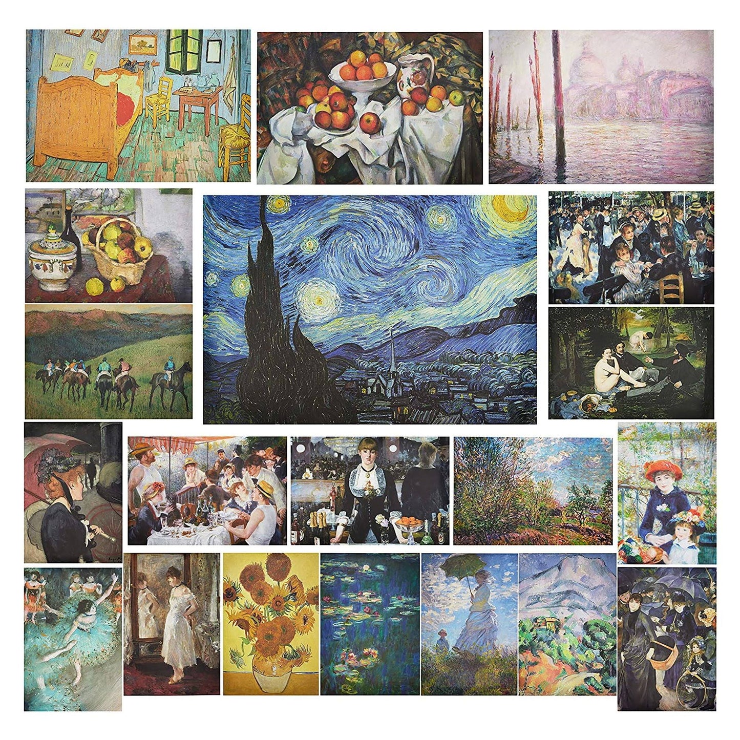 20 Count Famous Impressionist Wall Art Posters for Classroom, Home Decor, Matte Laminated Unframed Fine Art Prints, 200gsm (13 x 19 in)