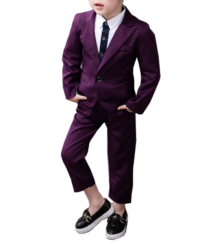 YUFAN Boys Purple Suits 2-pcs Jacket and Pants