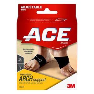 Ace Therapeutic Arch Support for Plantar Fasciitis Pain, Adjustable, Black