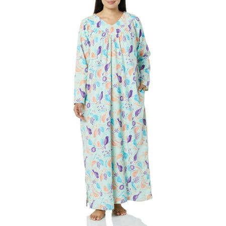 Womens AmeriMark Lace Trimmed Flannel Nightgown