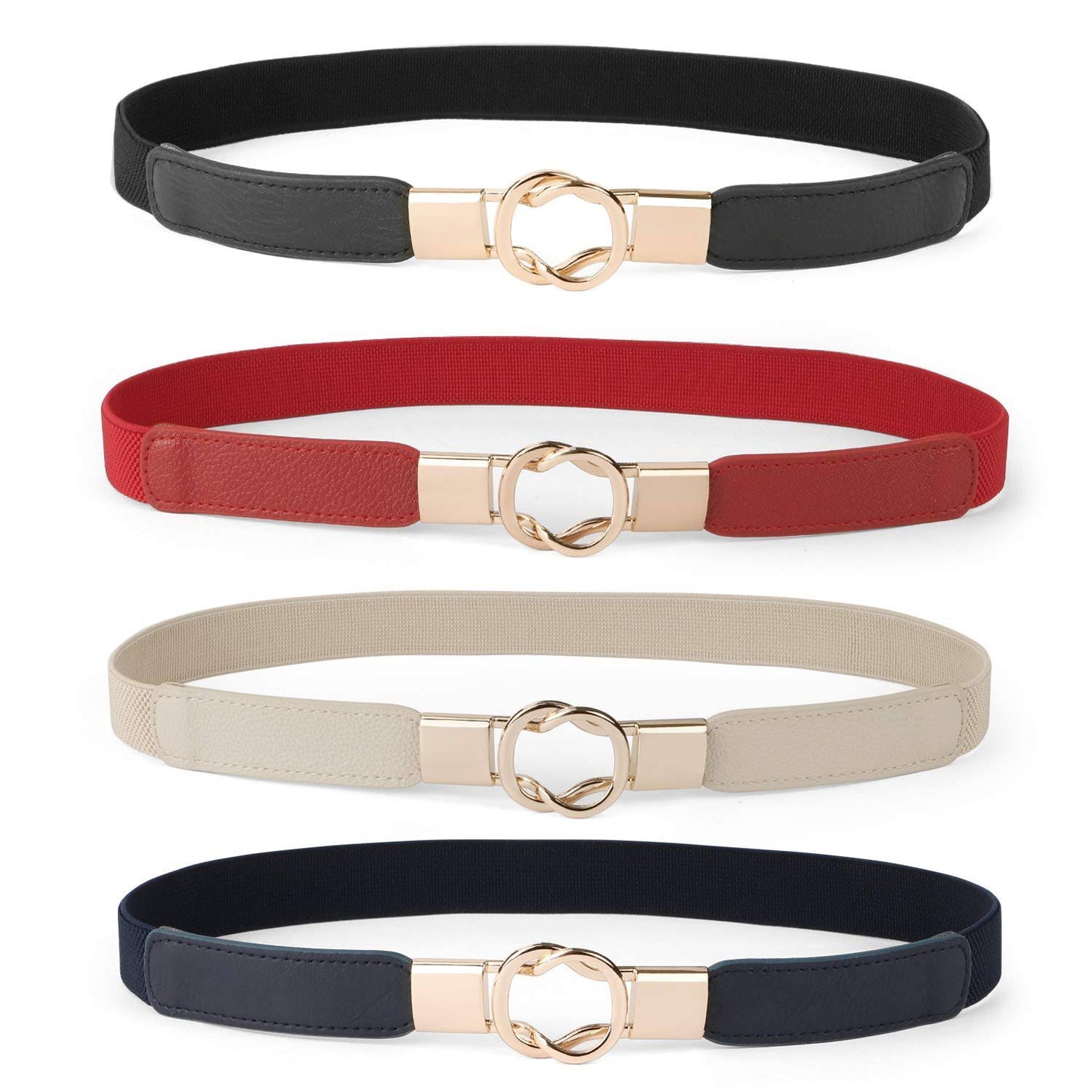 WERFORU Women Skinny Belt for Dresses Retro Stretch Ladies Waist Belt Plus Size Set of 4