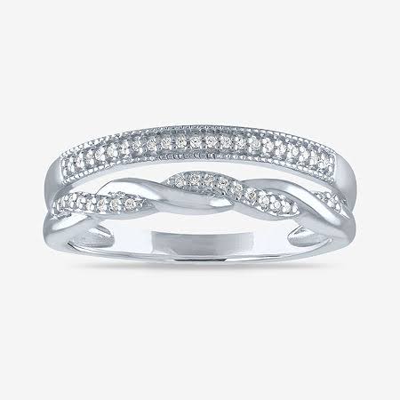 YES PLEASE! Womens 1/10 CT. T.W. Genuine Diamond Sterling Silver Band