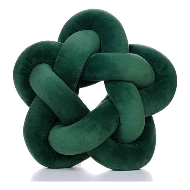 ZANYB Knot Plush Throw Pillow Handmade Knotted Star Soft Sofa Lumbar Cushion Stuffed Ball Pillow Home Office Children Room Decor, Emerald Green