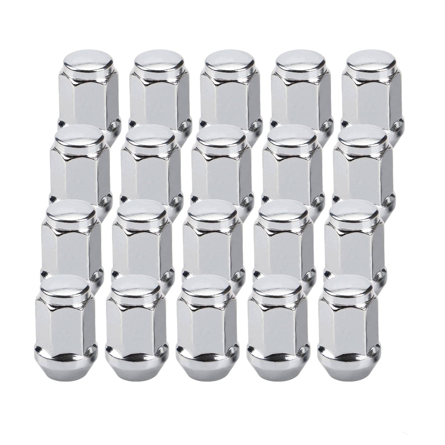 20pcs Chrome Lug Nuts 1/2 x 20, Wheel Lug Nuts Closed Bulge Acorn Spline 1.38 Tall Hex Aftermarket Wheels Wheel Lug Nut