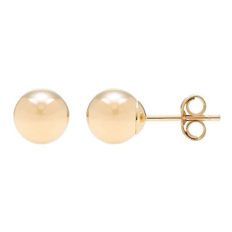 A&M 14K Hollow Womens Gold Classic Ball Stud Earrings