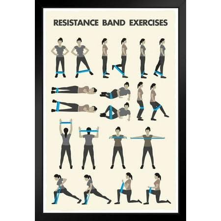 Workout Posters For Home Gym Resistance Bands Training Exercise Chart Fitness Reference